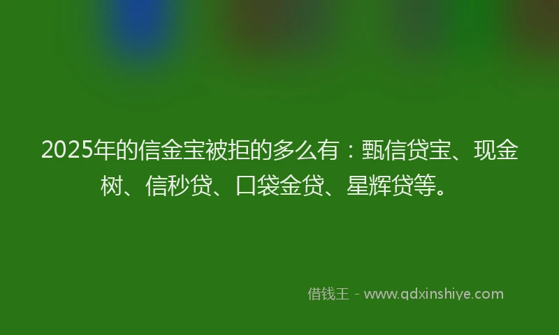 2025年的信金宝被拒的多么有：甄信贷宝、现金树、信秒贷、口袋金贷、星辉贷等。