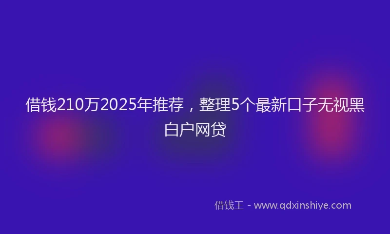 借钱210万2025年推荐，整理5个最新口子无视黑白户网贷