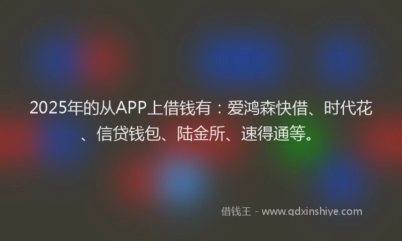 2025年的从APP上借钱有：爱鸿森快借、时代花、信贷钱包、陆金所、速得通等。