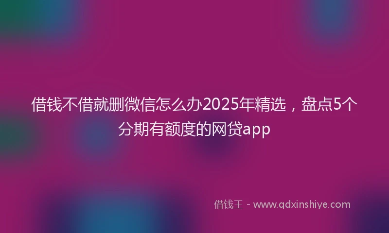借钱不借就删微信怎么办2025年精选，盘点5个分期有额度的网贷app
