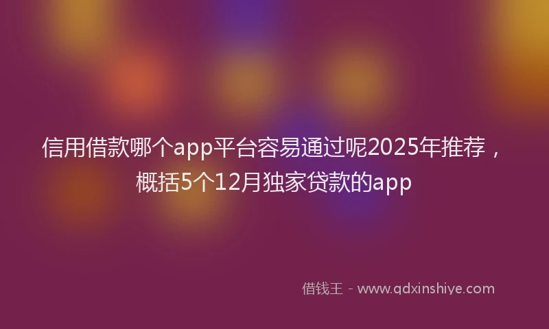 信用借款哪个app平台容易通过呢2025年推荐，概括5个12月独家贷款的app