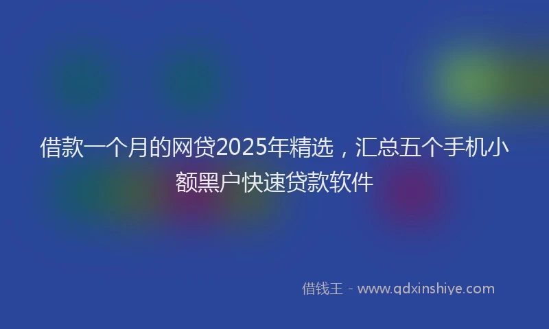 借款一个月的网贷2025年精选，汇总五个手机小额黑户快速贷款软件
