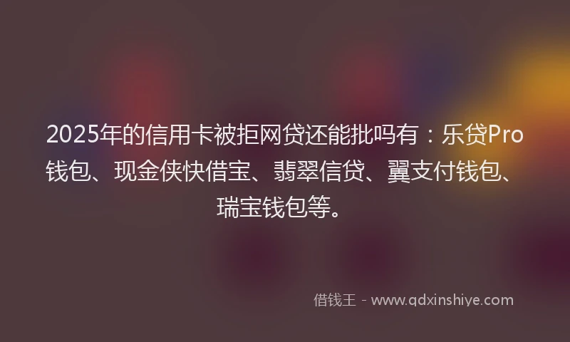 2025年的信用卡被拒网贷还能批吗有：乐贷Pro钱包、现金侠快借宝、翡翠信贷、翼支付钱包、瑞宝钱包等。