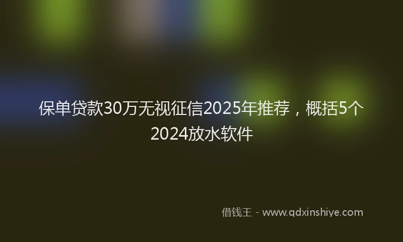 保单贷款30万无视征信2025年推荐，概括5个2024放水软件