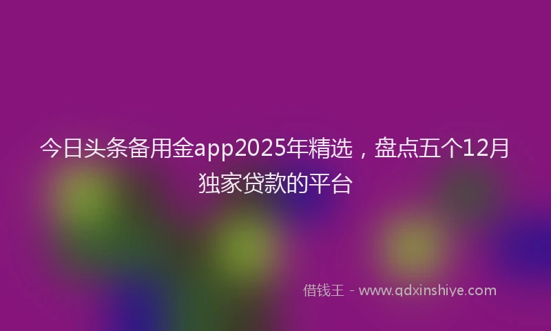 今日头条备用金app2025年精选，盘点五个12月独家贷款的平台