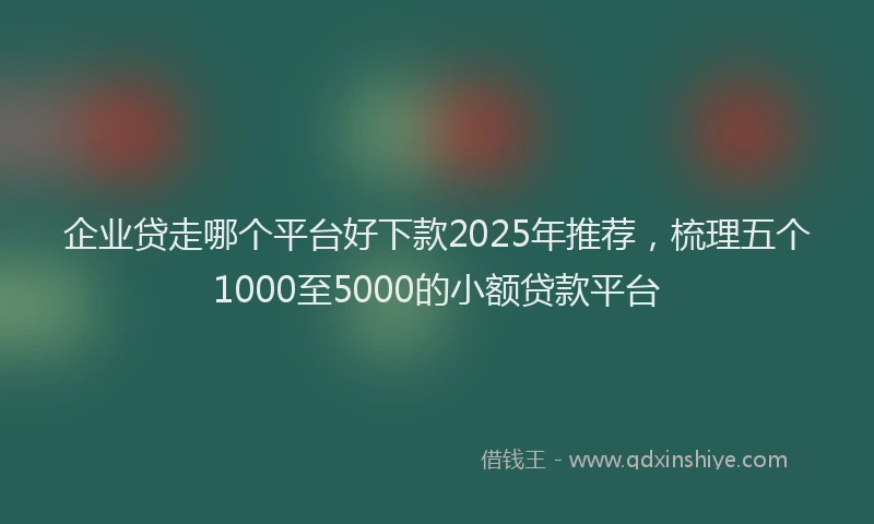 企业贷走哪个平台好下款2025年推荐，梳理五个1000至5000的小额贷款平台
