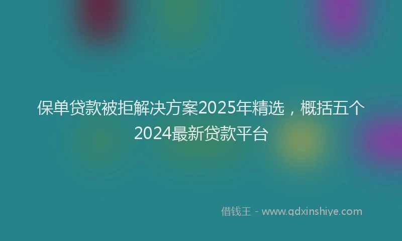 保单贷款被拒解决方案2025年精选，概括五个2024最新贷款平台