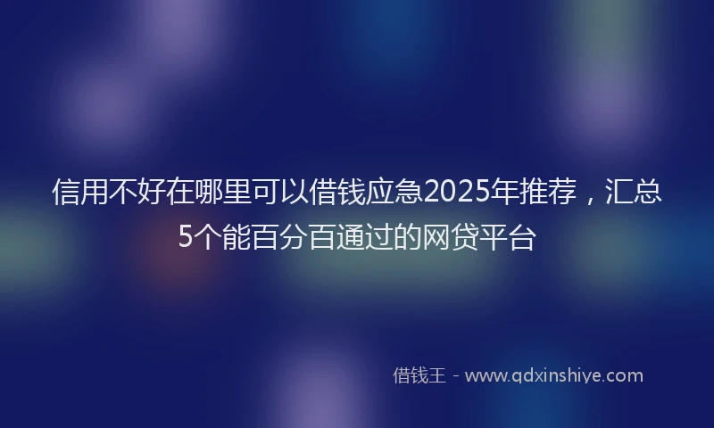信用不好在哪里可以借钱应急2025年推荐，汇总5个能百分百通过的网贷平台