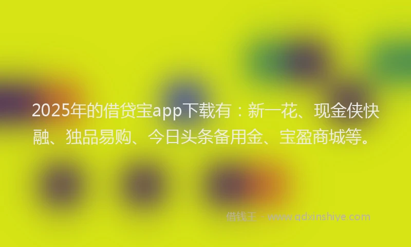 2025年的借贷宝app下载有：新一花、现金侠快融、独品易购、今日头条备用金、宝盈商城等。