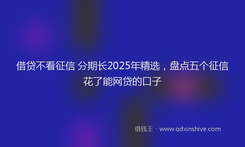 借贷不看征信 分期长2025年精选，盘点五个征信花了能网贷的口子