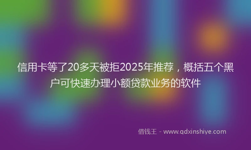 信用卡等了20多天被拒2025年推荐，概括五个黑户可快速办理小额贷款业务的软件