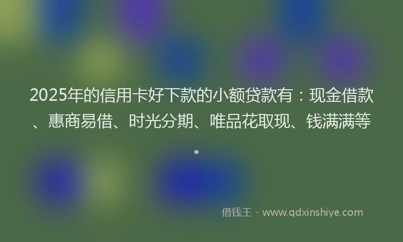 2025年的信用卡好下款的小额贷款有：现金借款、惠商易借、时光分期、唯品花取现、钱满满等。
