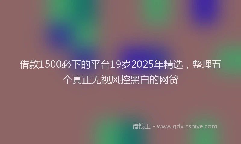 借款1500必下的平台19岁2025年精选，整理五个真正无视风控黑白的网贷