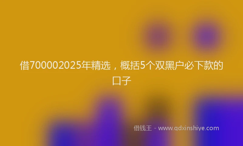 借700002025年精选，概括5个双黑户必下款的口子