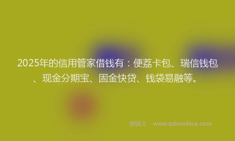 2025年的信用管家借钱有：便荔卡包、瑞信钱包、现金分期宝、固金快贷、钱袋易融等。