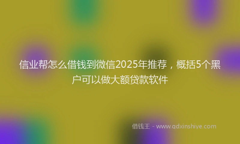 信业帮怎么借钱到微信2025年推荐，概括5个黑户可以做大额贷款软件
