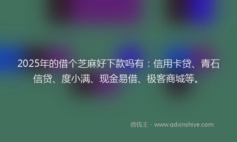 2025年的借个芝麻好下款吗有：信用卡贷、青石信贷、度小满、现金易借、极客商城等。