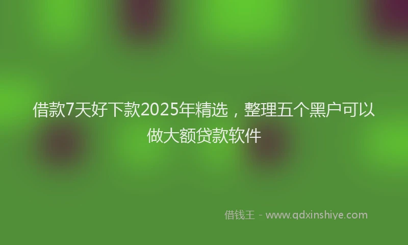 借款7天好下款2025年精选，整理五个黑户可以做大额贷款软件