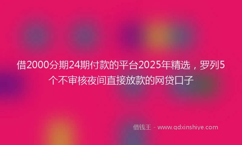 借2000分期24期付款的平台2025年精选，罗列5个不审核夜间直接放款的网贷口子