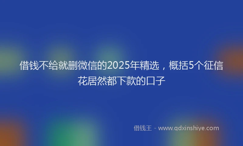 借钱不给就删微信的2025年精选，概括5个征信花居然都下款的口子