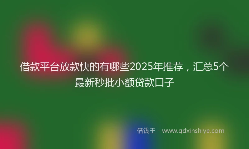 借款平台放款快的有哪些2025年推荐，汇总5个最新秒批小额贷款口子