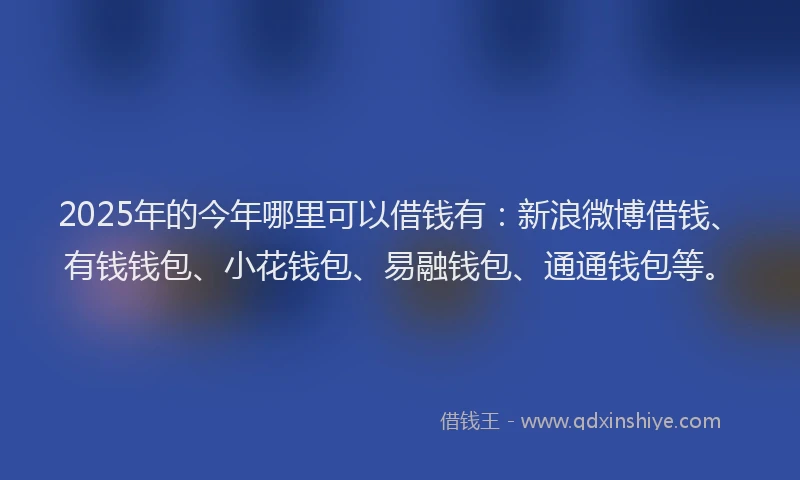 2025年的今年哪里可以借钱有：新浪微博借钱、有钱钱包、小花钱包、易融钱包、通通钱包等。