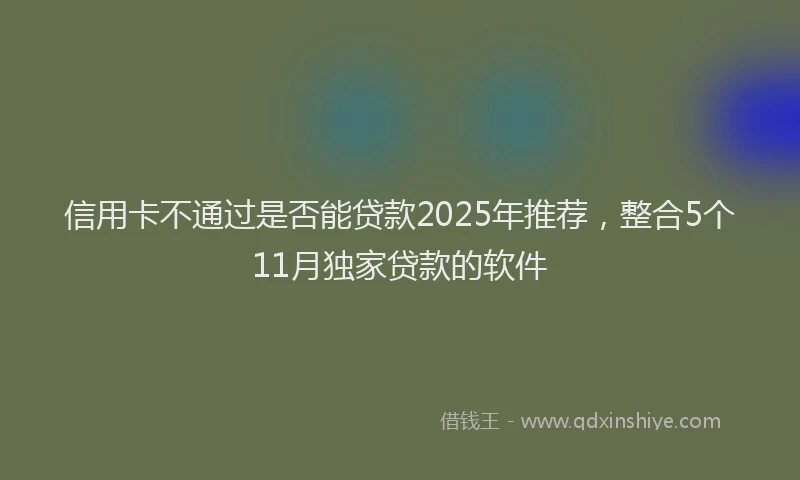 信用卡不通过是否能贷款2025年推荐，整合5个11月独家贷款的软件
