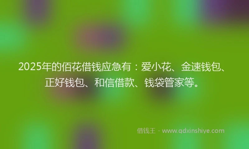 2025年的佰花借钱应急有：爱小花、金速钱包、正好钱包、和信借款、钱袋管家等。