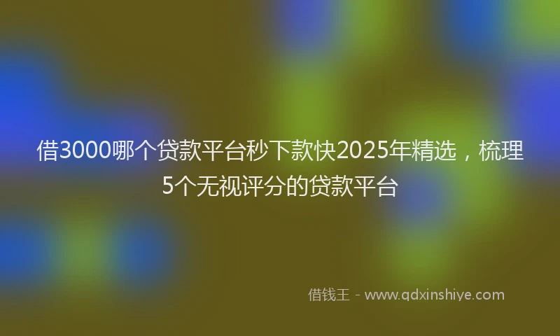 借3000哪个贷款平台秒下款快2025年精选，梳理5个无视评分的贷款平台