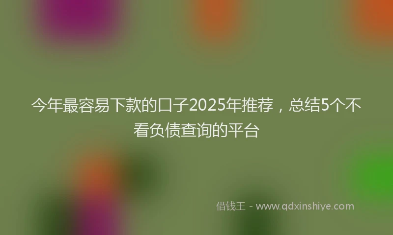 今年最容易下款的口子2025年推荐，总结5个不看负债查询的平台