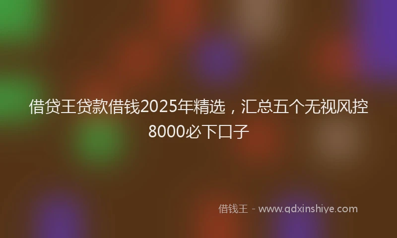 借贷王贷款借钱2025年精选，汇总五个无视风控8000必下口子