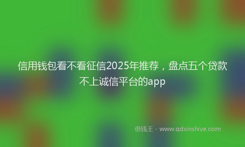 信用钱包看不看征信2025年推荐，盘点五个贷款不上诚信平台的app