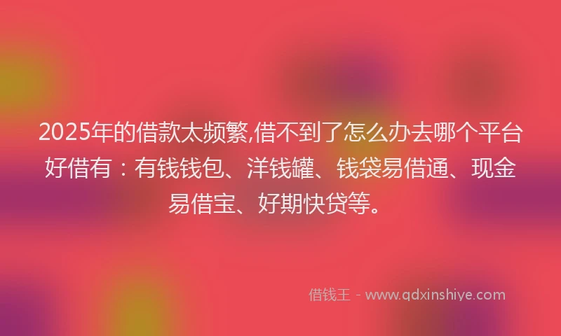 2025年的借款太频繁,借不到了怎么办去哪个平台好借有：有钱钱包、洋钱罐、钱袋易借通、现金易借宝、好期快贷等。