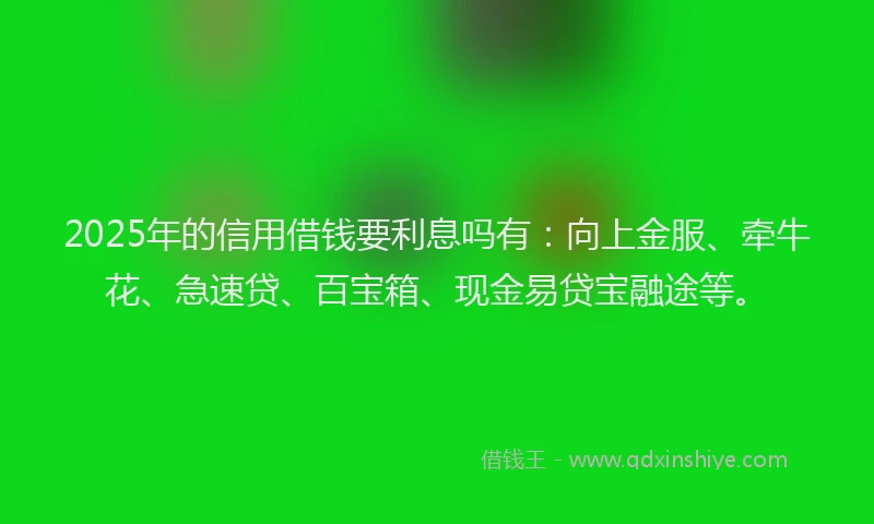 2025年的信用借钱要利息吗有：向上金服、牵牛花、急速贷、百宝箱、现金易贷宝融途等。