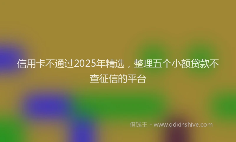 信用卡不通过2025年精选，整理五个小额贷款不查征信的平台
