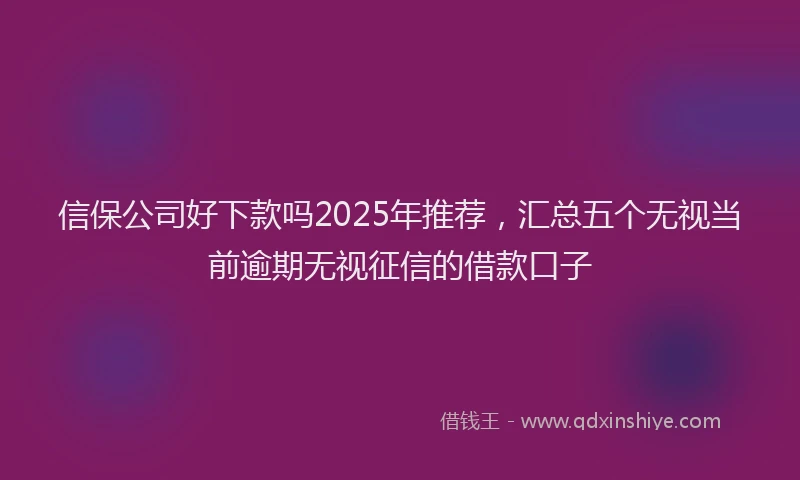 信保公司好下款吗2025年推荐，汇总五个无视当前逾期无视征信的借款口子
