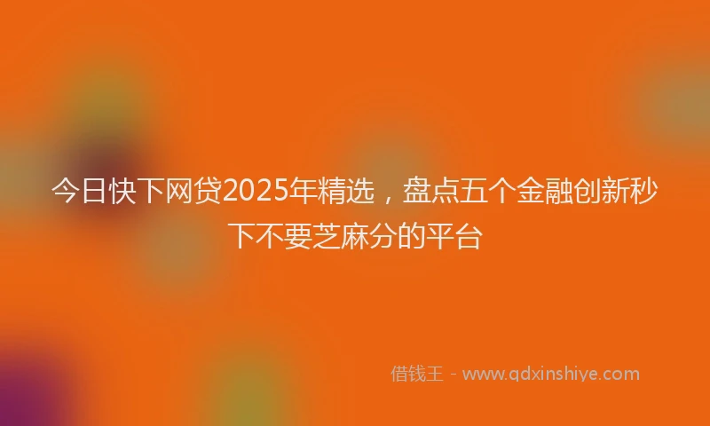 今日快下网贷2025年精选，盘点五个金融创新秒下不要芝麻分的平台
