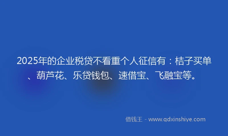 2025年的企业税贷不看重个人征信有：桔子买单、葫芦花、乐贷钱包、速借宝、飞融宝等。