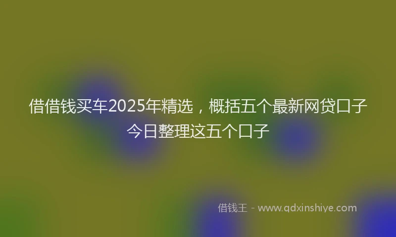 借借钱买车2025年精选，概括五个最新网贷口子今日整理这五个口子