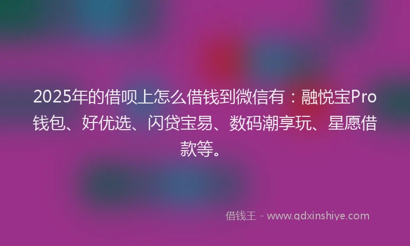 2025年的借呗上怎么借钱到微信有：融悦宝Pro钱包、好优选、闪贷宝易、数码潮享玩、星愿借款等。