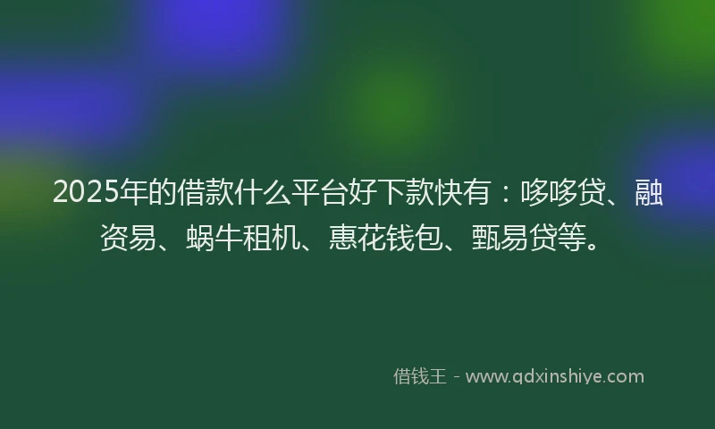 2025年的借款什么平台好下款快有：哆哆贷、融资易、蜗牛租机、惠花钱包、甄易贷等。