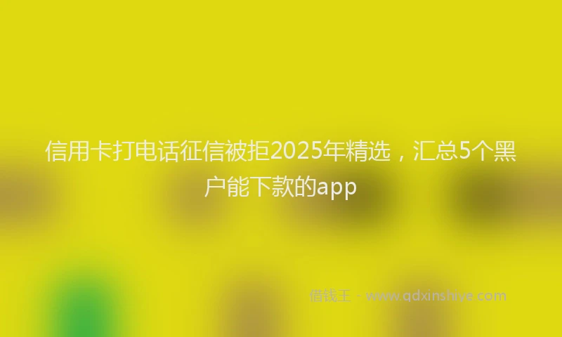 信用卡打电话征信被拒2025年精选，汇总5个黑户能下款的app