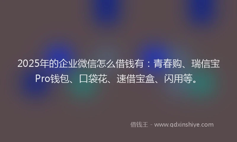 2025年的企业微信怎么借钱有：青春购、瑞信宝Pro钱包、口袋花、速借宝盒、闪用等。