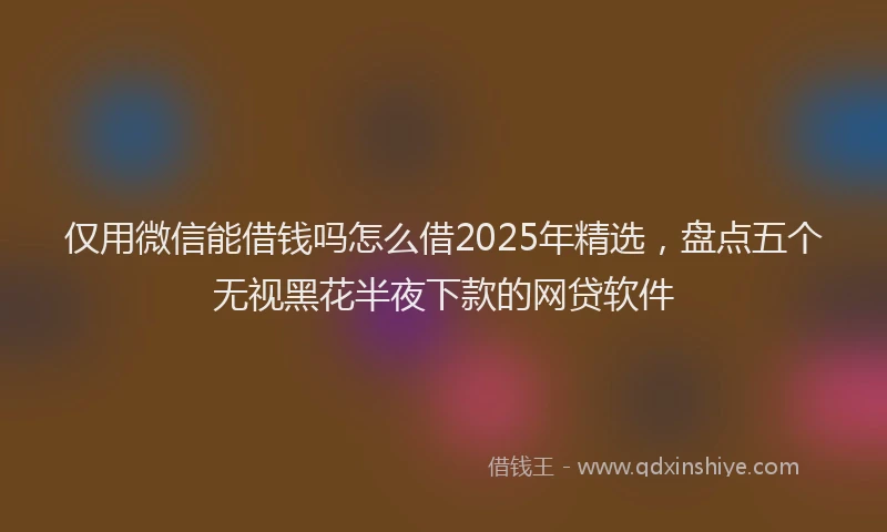 仅用微信能借钱吗怎么借2025年精选，盘点五个无视黑花半夜下款的网贷软件