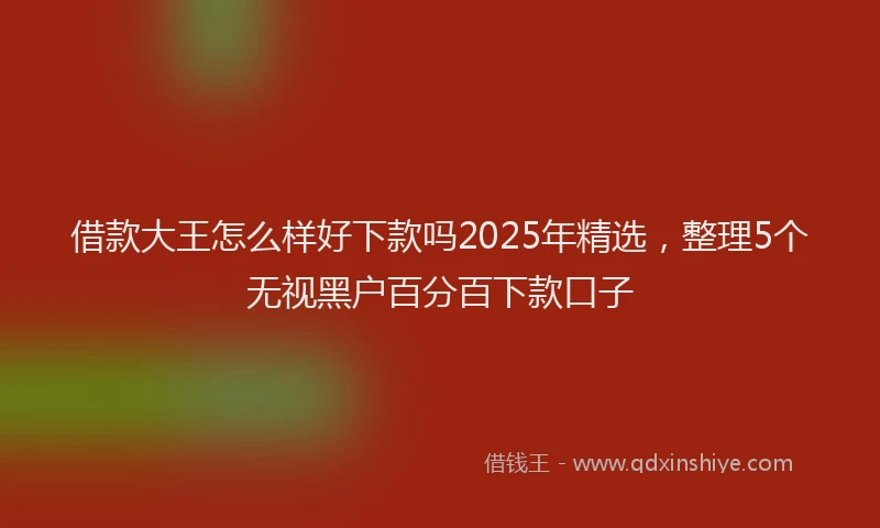借款大王怎么样好下款吗2025年精选，整理5个无视黑户百分百下款口子