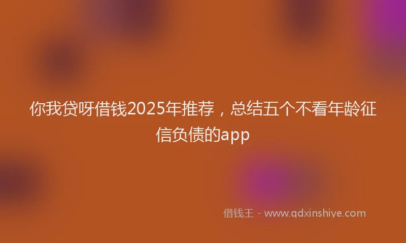 你我贷呀借钱2025年推荐，总结五个不看年龄征信负债的app