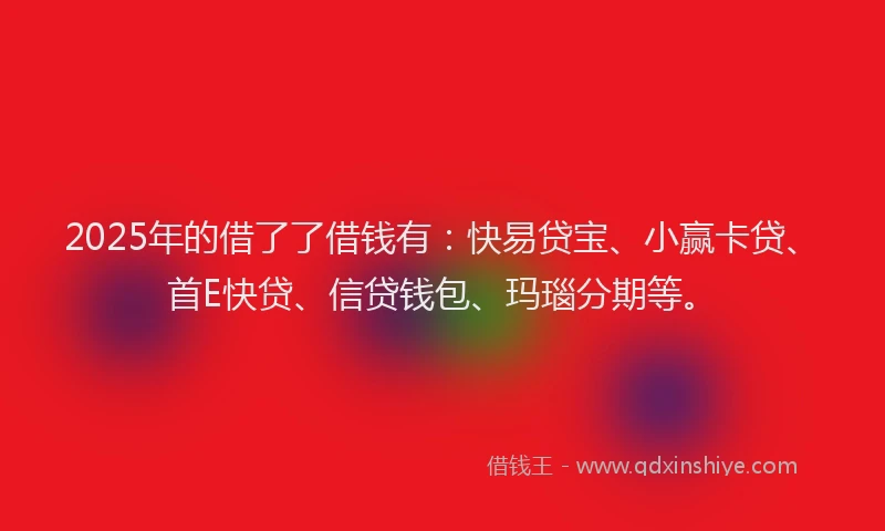 2025年的借了了借钱有：快易贷宝、小赢卡贷、首E快贷、信贷钱包、玛瑙分期等。