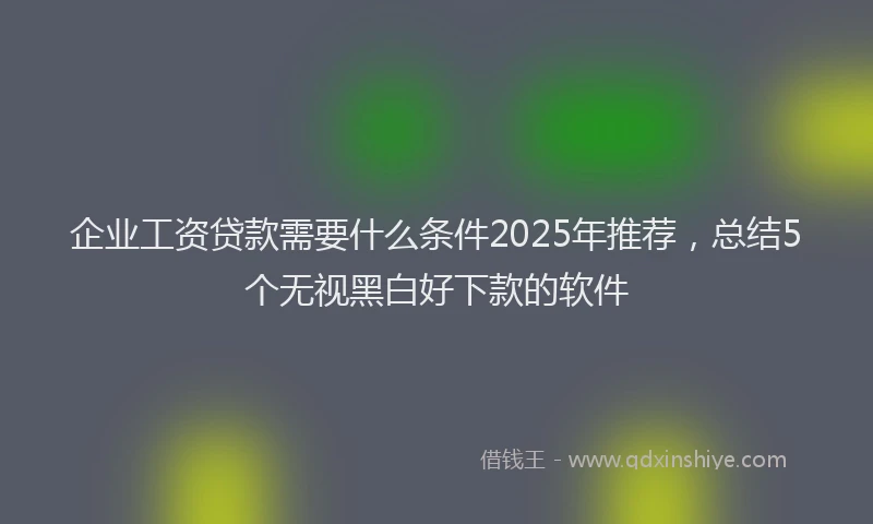 企业工资贷款需要什么条件2025年推荐，总结5个无视黑白好下款的软件