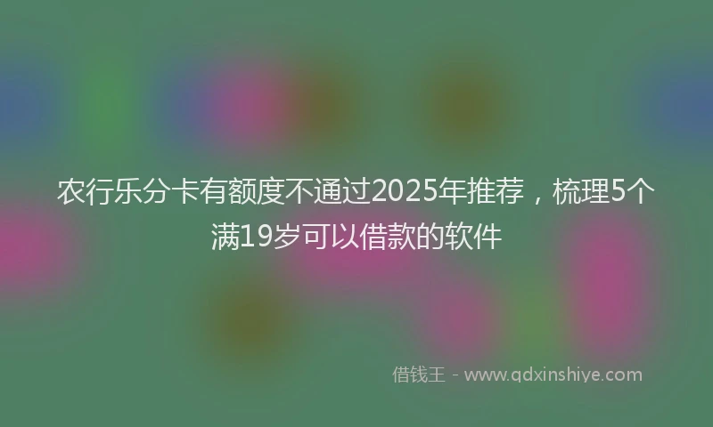农行乐分卡有额度不通过2025年推荐，梳理5个满19岁可以借款的软件