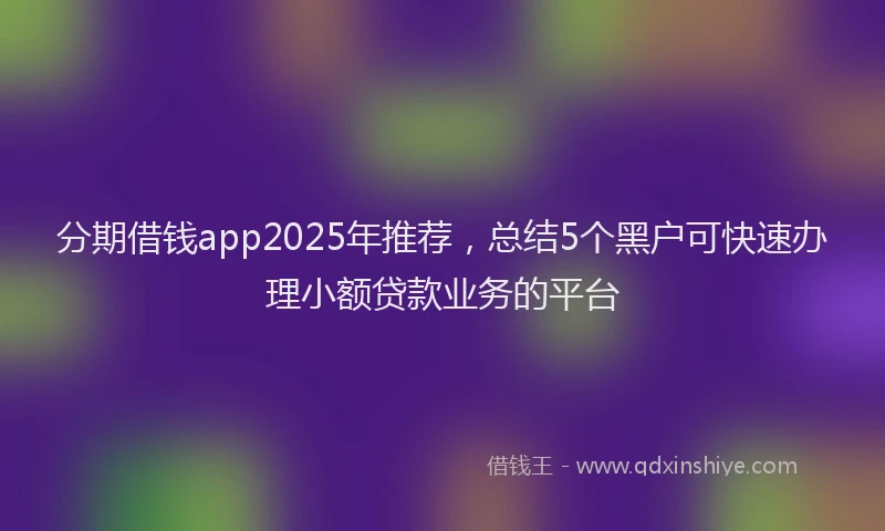 分期借钱app2025年推荐，总结5个黑户可快速办理小额贷款业务的平台
